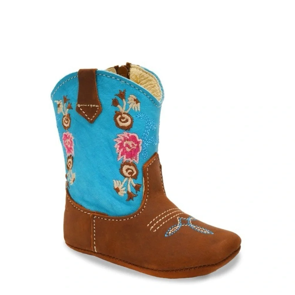 Cowpokes Little Cowpokes Square Toe Baby Western Boots Turquoise Brown Size 1